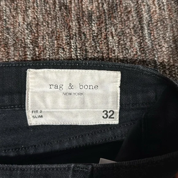 rag & bone slim 2 fit straight leg jeans black size 32 - Picture 2 of 7
